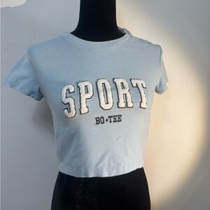 Bo+Tee Light Blue Sport Crop Top